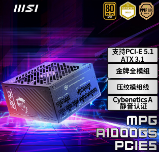 MPG A1000GS  额定1000W ATX3.1 金牌全模组 压纹线